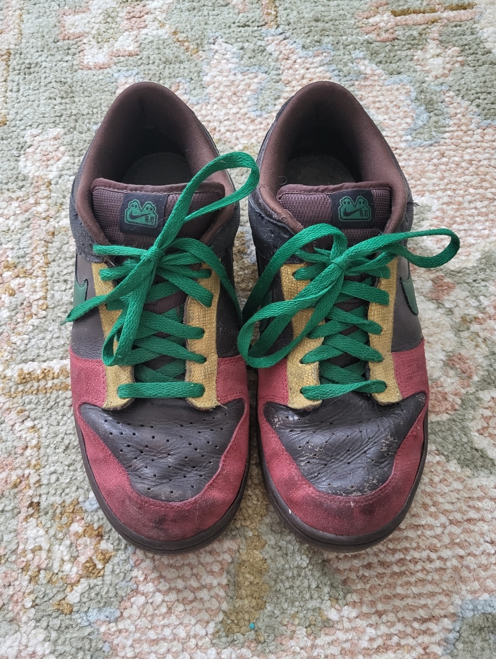 Nike "Rasta" Low Dunk 6.0 Sneakers with Green Laces
